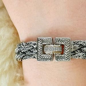 Effy Sterling Silver and 18k diamond accent bracle